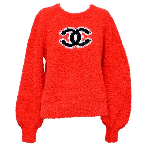 chanel red teddy sweater|Chanel flannel cardigan.